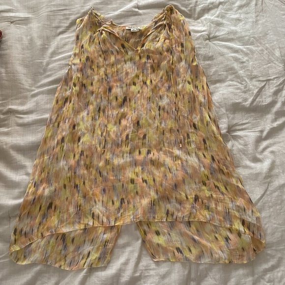 ⭐️ Ruffle Sleeveless Fly Pull Away Geo Flow Layered Hipster Peasant Blouse Top - Picture 6 of 8